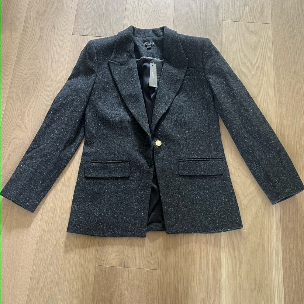 NEW J.Crew Women’s Wool-Blend Blazer with Gold Buttons Size 0